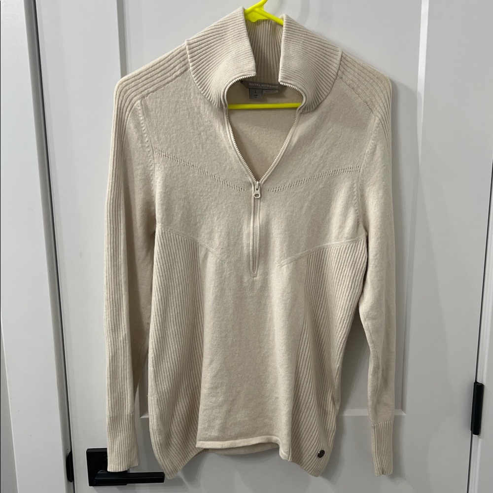 Royal Robbins Beige Quarter Zip-Up Sweater